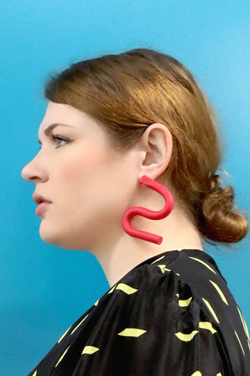 Red Clay Abstract Earrings