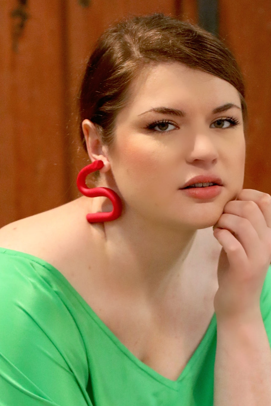 Red Clay Abstract Earrings