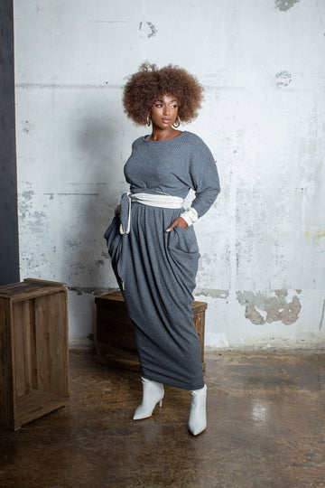 Long Sleeve Sweater Slouch Maxi Dress