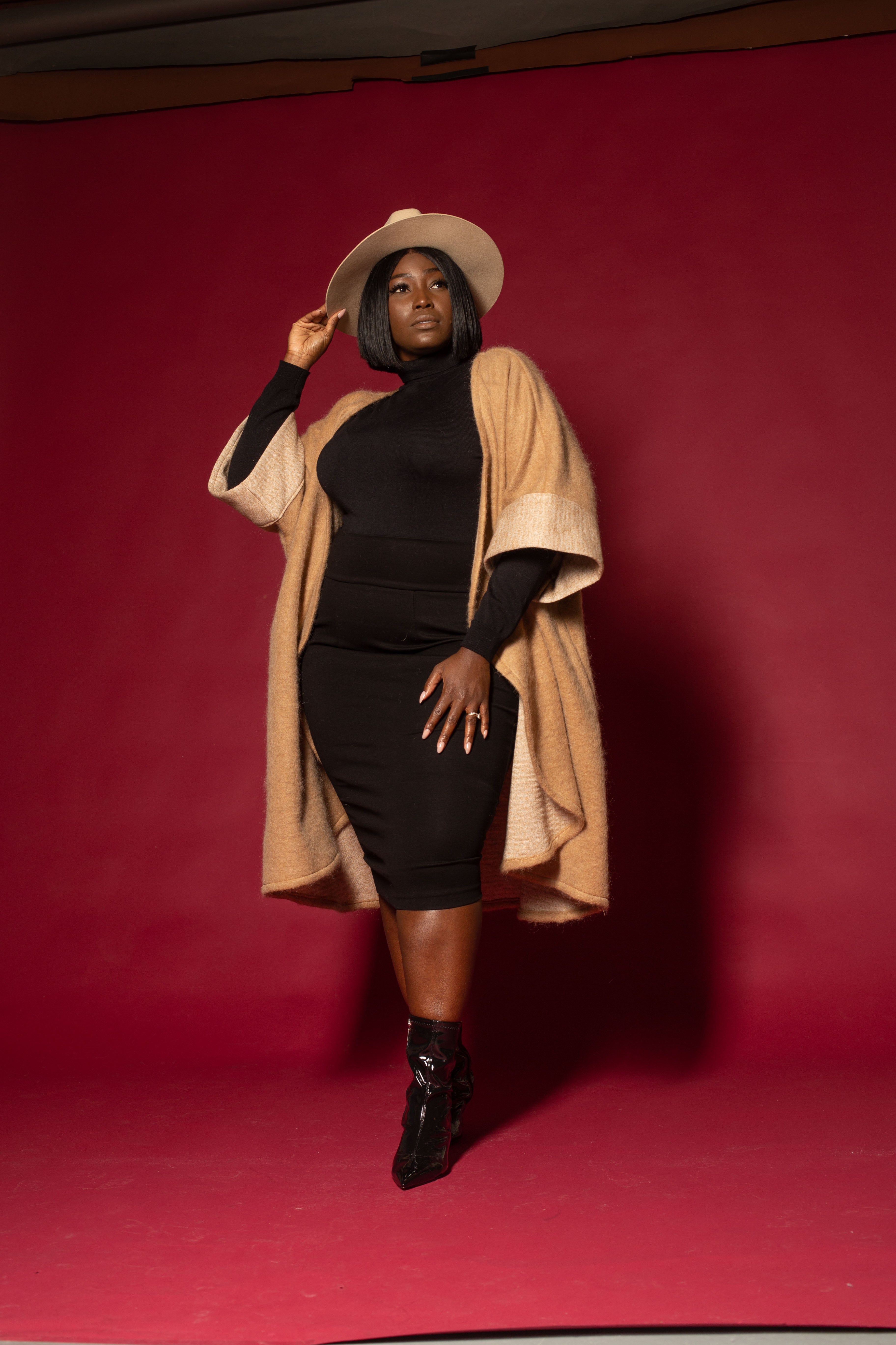 JIBRI Plus Size Camel Fuzzy Wool Jacket Jibri Online