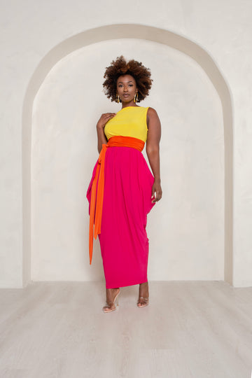 (Sample)Colorblock Sleeveless Slouch Dress- JIBRI