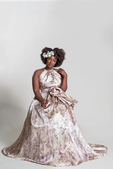 Lilac Printed Bridal Gown- JIBRI