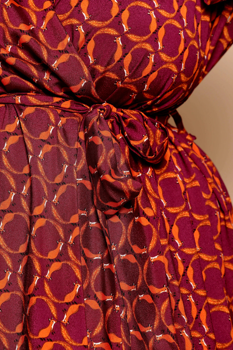 (Sample) Fox Print Silky Dressing Gown