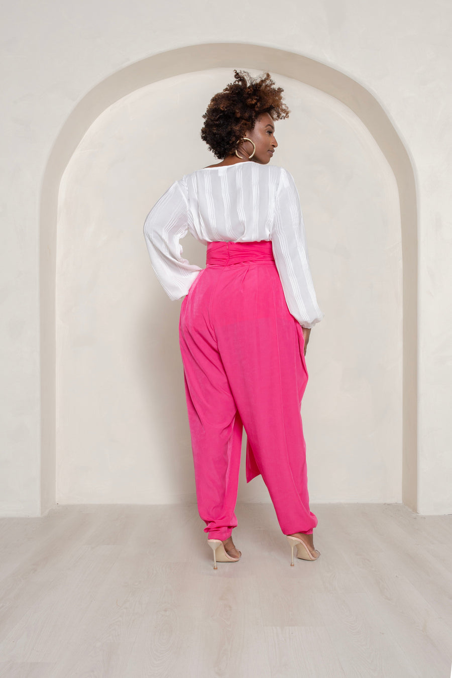 (Sample) High Waist Slouch Pants (Hot Pink)- JIBRI