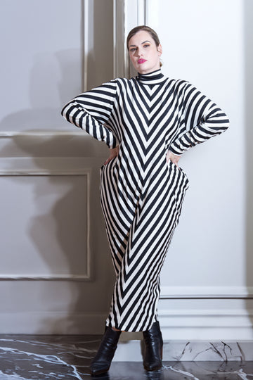 (Sample) Illusion Stripe Cocoon Dress