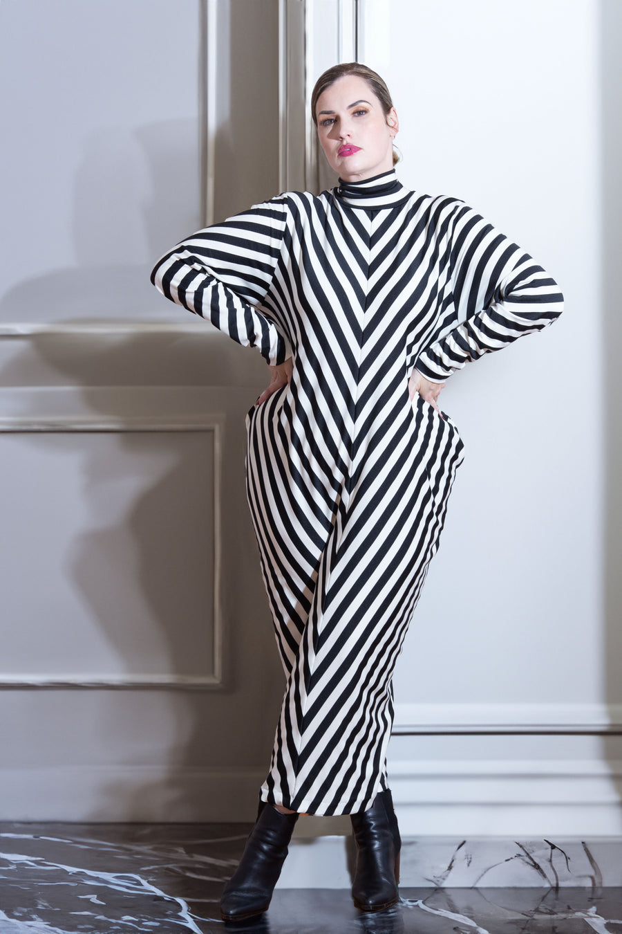 Illusion Stripe Cocoon Dress