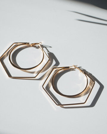 Hexagon Hoop Earrings- JIBRI