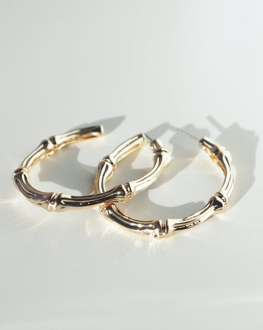 Gold Bamboo Earrings- JIBRI