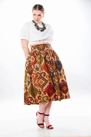 High Waist Tribal Print Flare Skirt- JIBRI