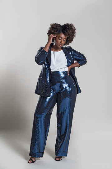 High Waist Sequin Slacks- JIBRI