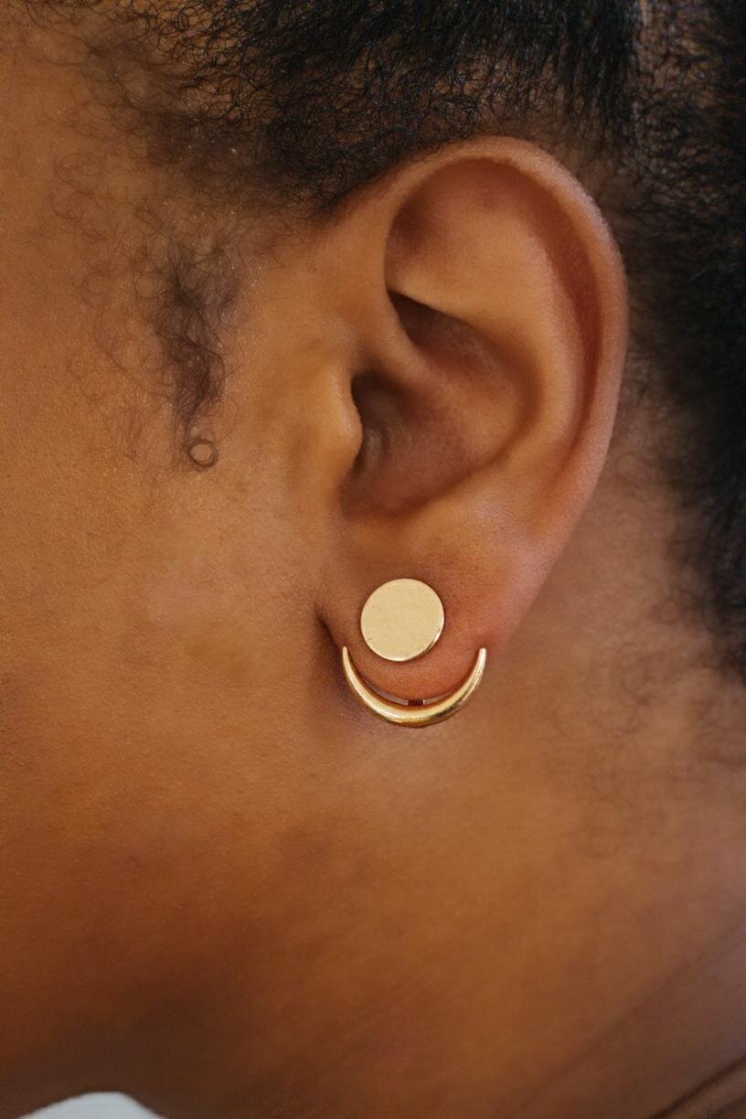 Semicircle Ear Hugger Stud Earrings- Jibri